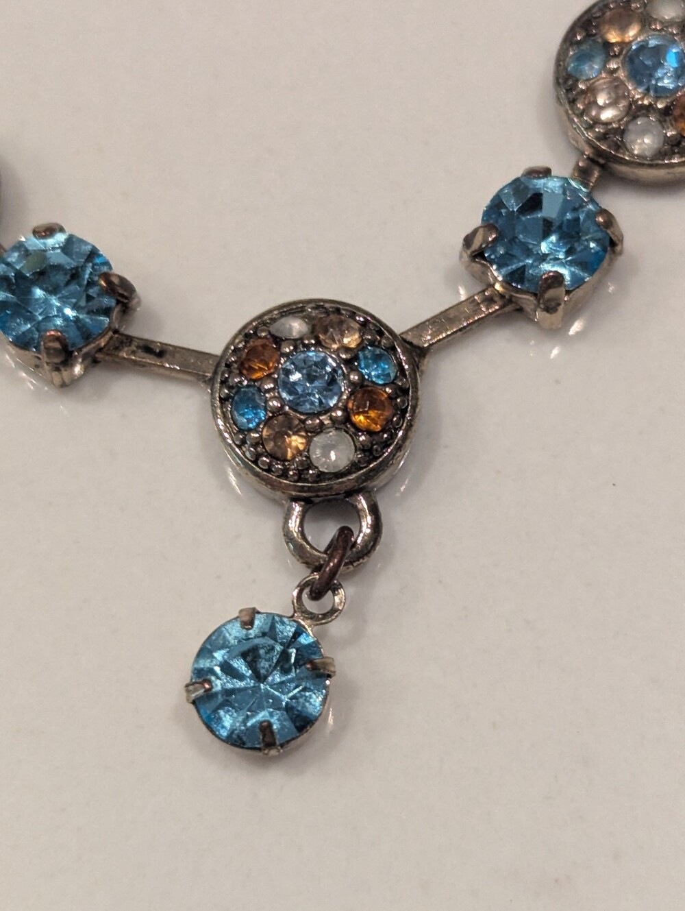 Avon - Blue Crystal Drop Pendant Necklace
